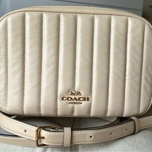 Coach Cream Quilted Crossbody Bag with Adjustable Strap